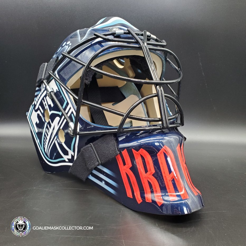 Custom Painted Goalie Mask: Seattle Kraken Collector Unsigned