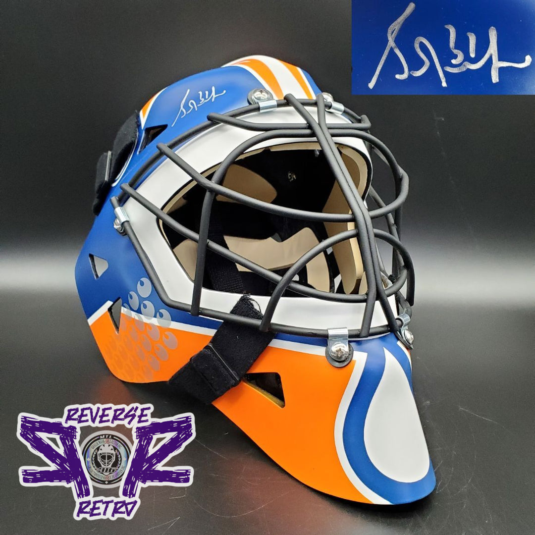 Grant Fuhr Signed Goalie Mask "RR REVERSE RETRO" Edmonton Signature Edition. Goalie Mask Collector.