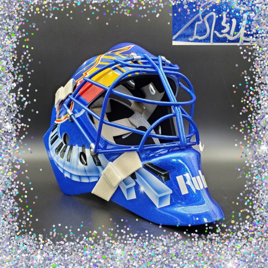Grant Fuhr Signed Goalie Mask "The Man Glitter Collection" St. Louis Classic V1 Signature Edition. Goalie Mask Collector.