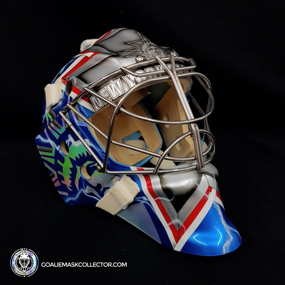 Henrik Lundqvist Goalie Mask Unsigned New York Silver Edition + Stainless Steel Grill