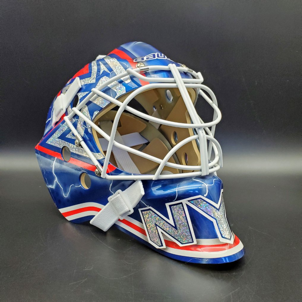 Henrik Lundqvist Unsigned Goalie Mask NYR 2011-2012 V1 Tribute
