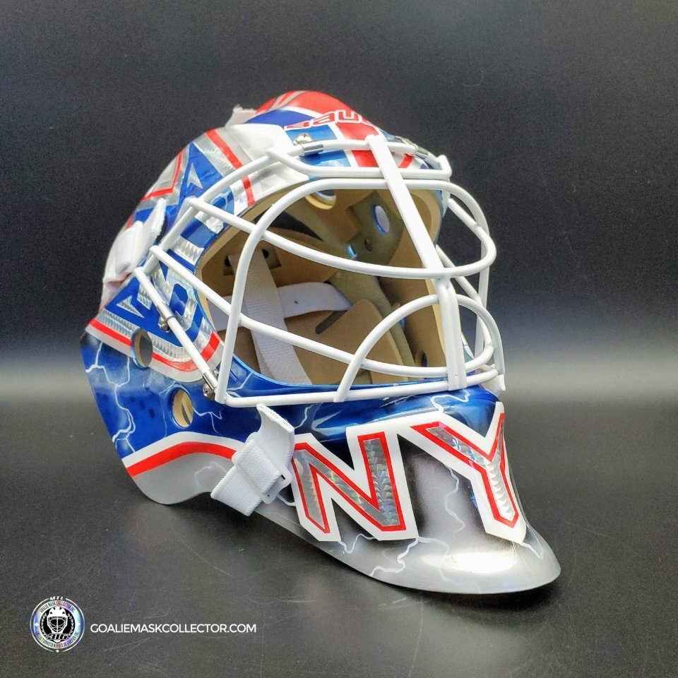 Henrik Lundqvist Unsigned Goalie Mask NYR 2011-2012 V2 Tribute