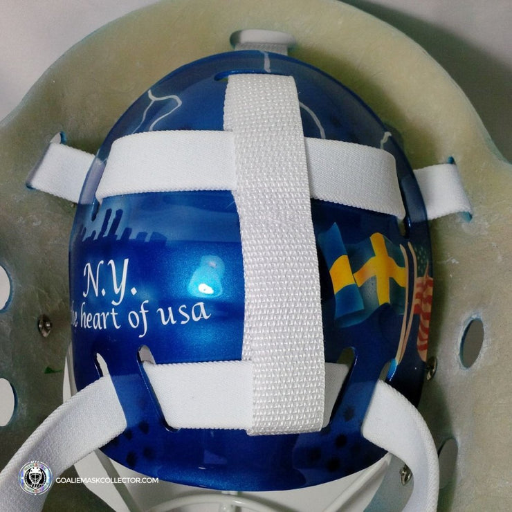 Henrik Lundqvist Unsigned Goalie Mask NYR "2013-14" Tribute