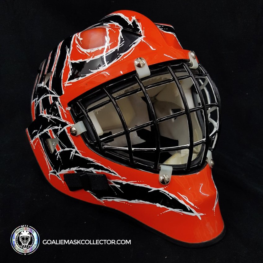 John Vanbiesbrouck Game Worn Goalie Mask Armadilla Philadelphia Flyers 1998-1999 Don Strauss Signed Photomatched - SOLD