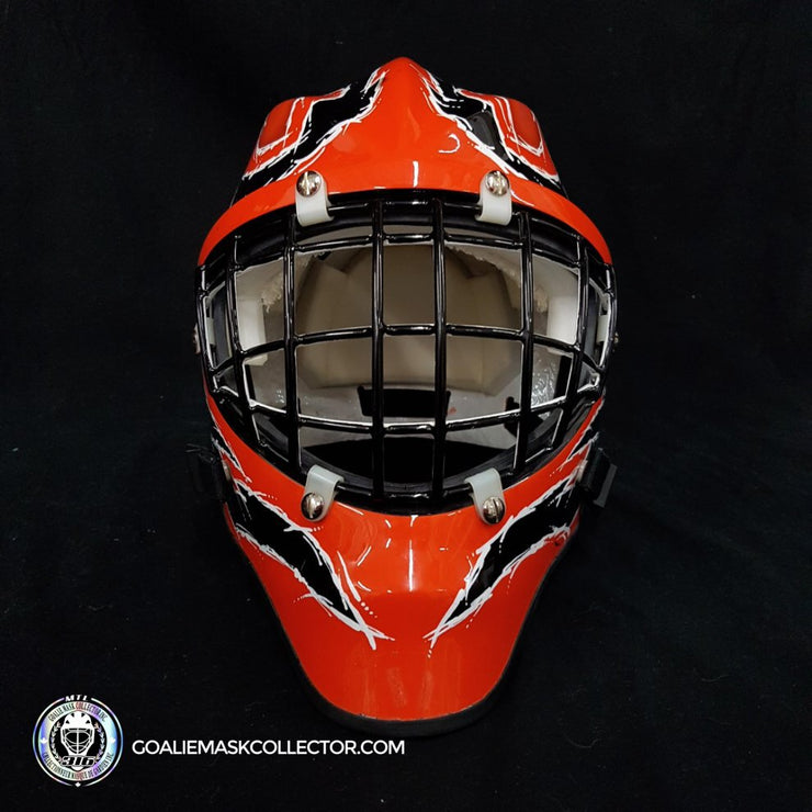 John Vanbiesbrouck Game Worn Goalie Mask Armadilla Philadelphia Flyers 1998-1999 Don Strauss Signed Photomatched - SOLD
