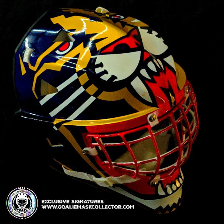 JOHN VANBIESBROUCK GOALIE MASK "GAME READY" ARMADILLA 1998 FLORIDA PANTHERS DON STRAUS AUTOGRAPHED - SOLD