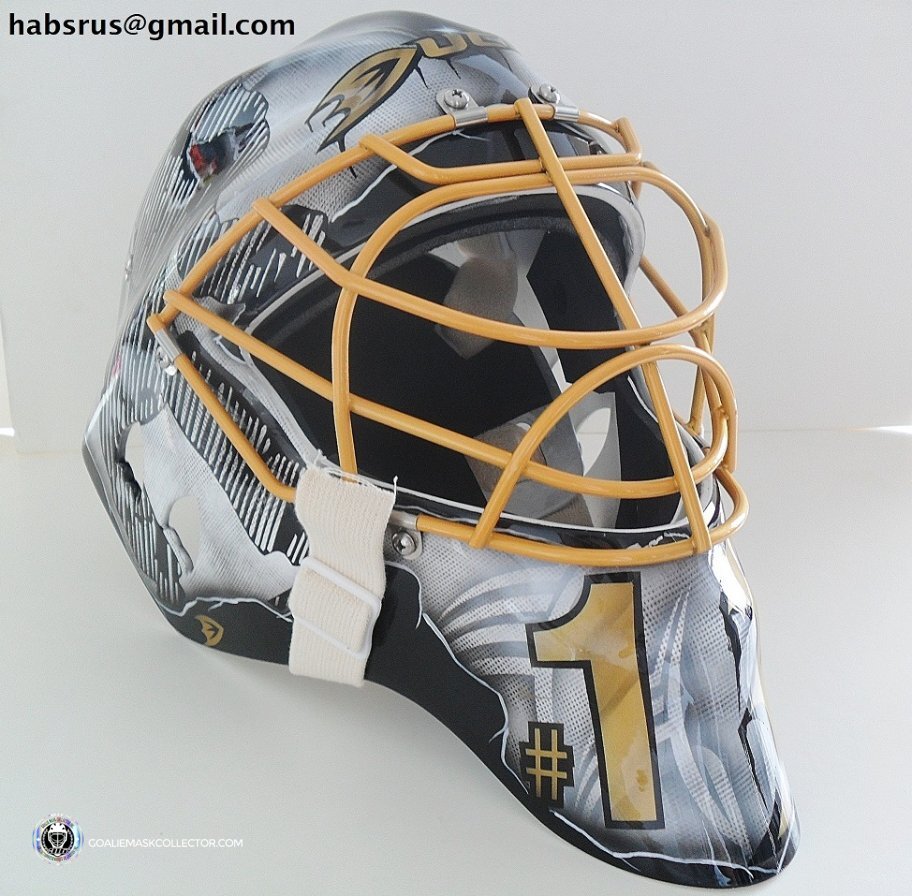 Jonas Hiller Unsigned Goalie Mask Anaheim "Grey" Tribute