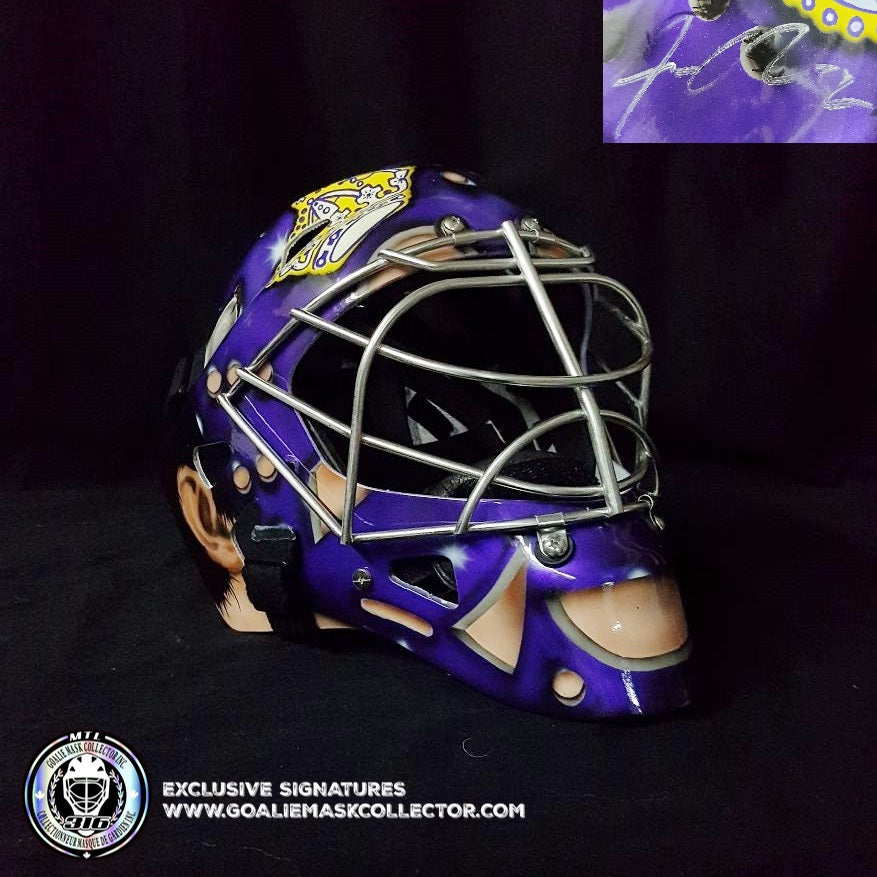 Jonathan Quick Signed Goalie Mask Rogation Vachon Tribute Purple Los Angeles Signature Edition. Goalie Mask Collector.
