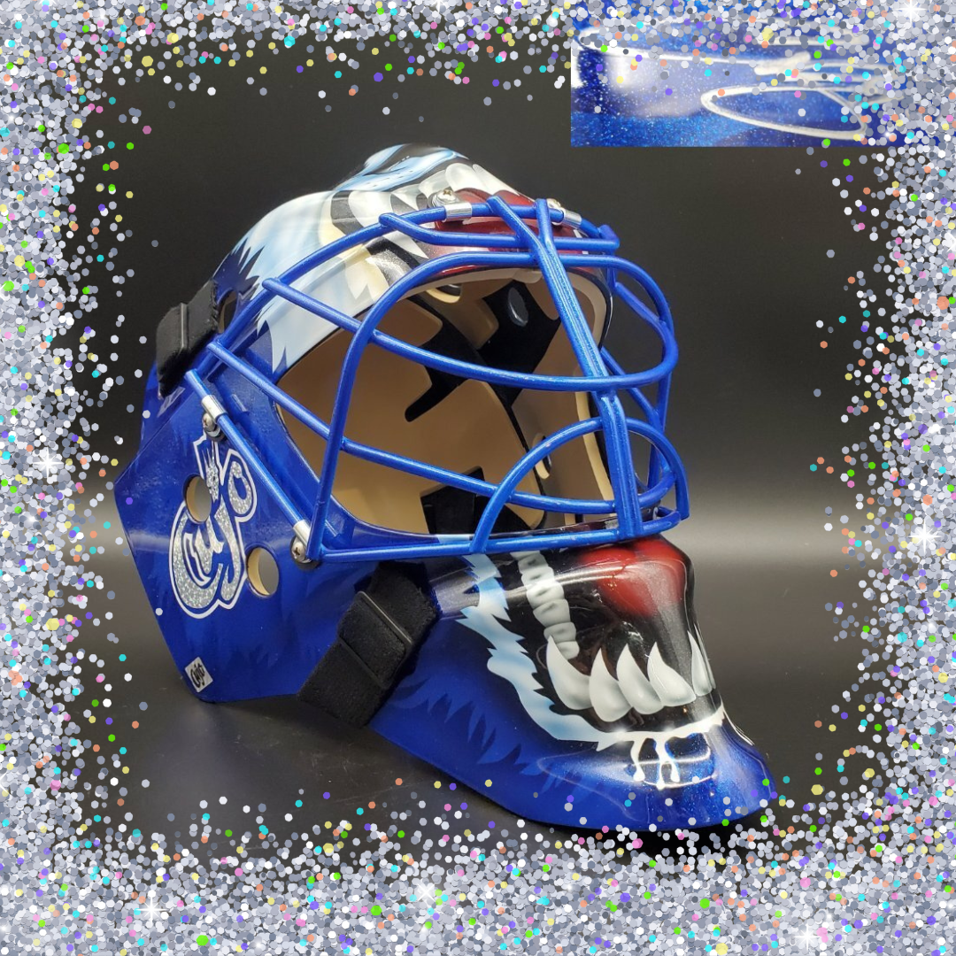 Curtis Cujo Joseph Signed Goalie Mask "The Man Glitter Collection" Toronto Classic Mad Dog Signature Edition. Goalie Mask Collector.