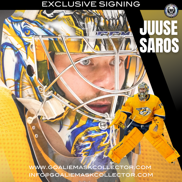 Upcoming Signing: Juuse Saros Signed Goalie Mask Tribute Signature Edition Autographed-COMPLETED