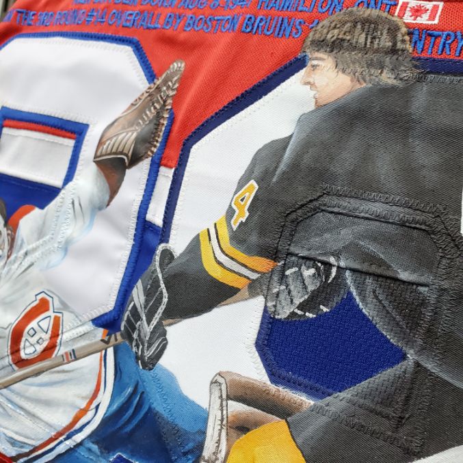 Demo: Ken Dryden Signed Jersey ART EDITION vs Bobby Orr Hand painted –  Goalie Mask Collector