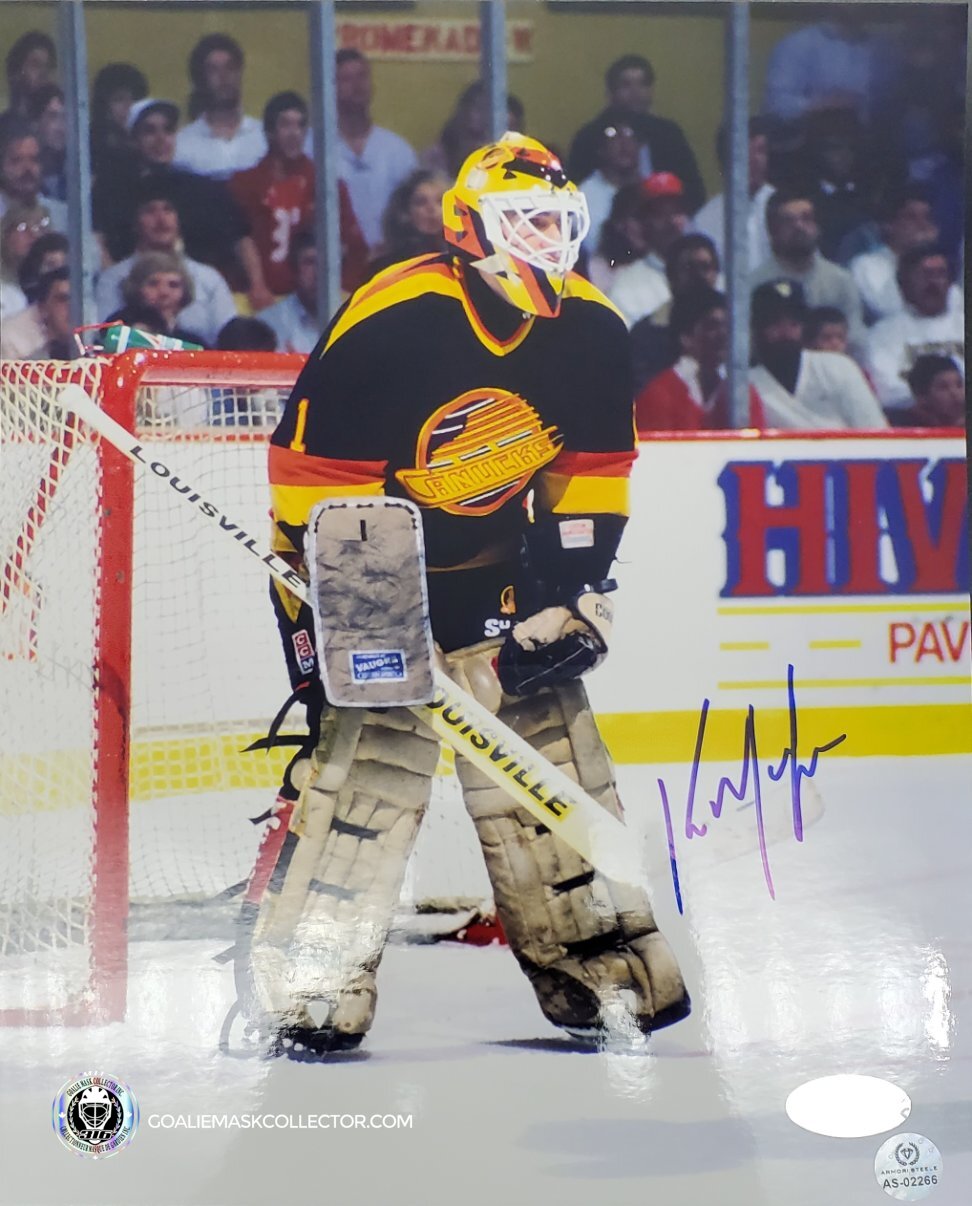 Kirk Mc Lean Signed 8x10 Inch Image Vancouver. Goalie Mask Collector.