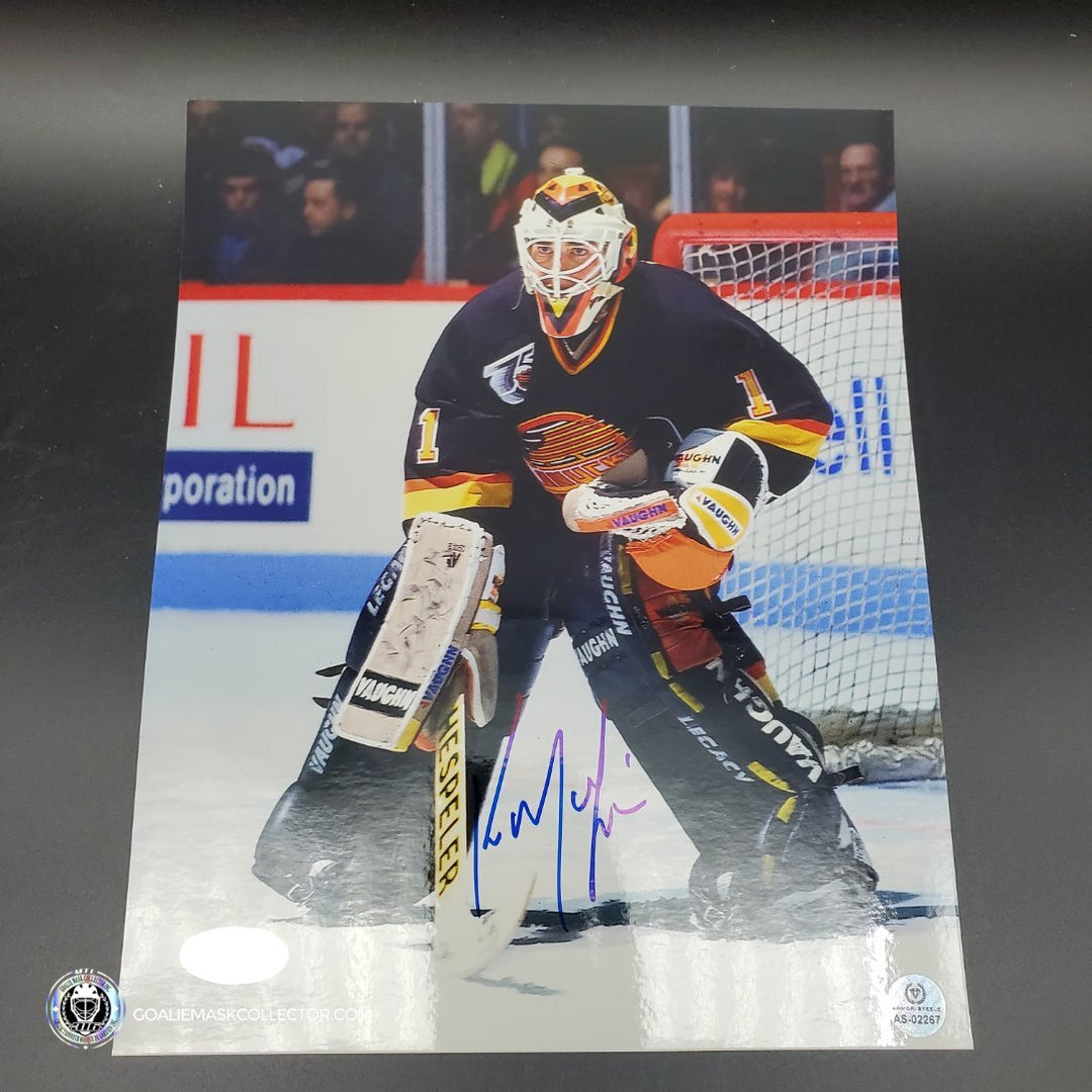 Kirk Mc Lean Signed 8x10 Inch Image Vancouver. Goalie Mask Collector.