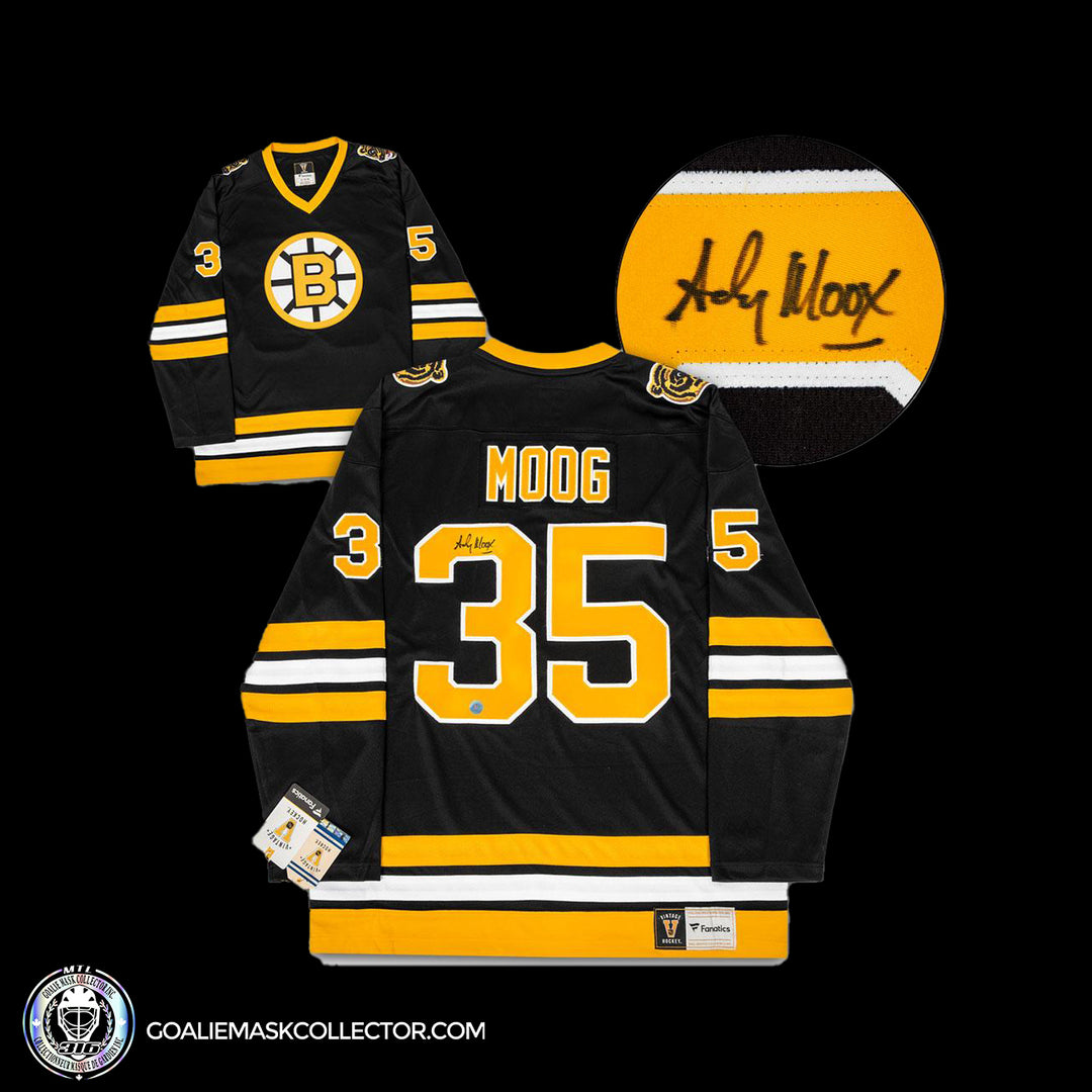 Andy Moog Signed Jersey Boston Bruins. Goalie Mask Collector.