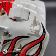 Mackenzie Blackwood Goalie Mask Game Worn and Signed 2021 New Jersey Devils Dom Malerba Shell Painted by Sylabrush Sylvie Marsolais - SOLD