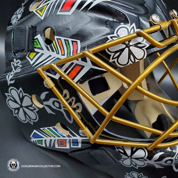 Marc-Andre Fleury Unsigned Goalie Mask Chicago Heritage 2021 Tribute + 24K gold plated grill optional