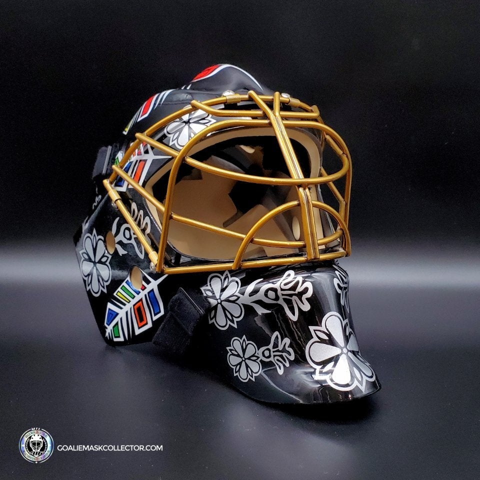Marc-Andre Fleury Unsigned Goalie Mask Chicago Heritage 2021 Tribute + 24K gold plated grill optional