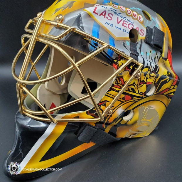 Marc-Andre Fleury Signed Goalie Mask Las Vegas AS Edition + 24k Gold Plated Grill