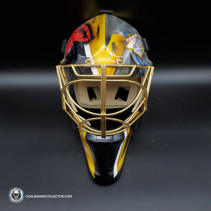 Marc-Andre Fleury Signed Goalie Mask Las Vegas AS Edition + 24k Gold Plated Grill