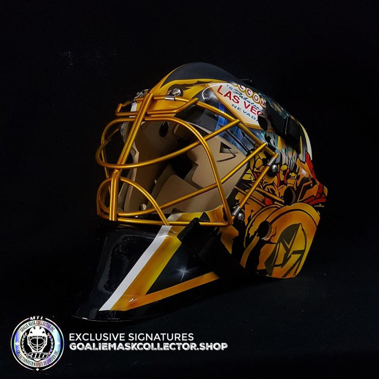 Marc-Andre Fleury Signed Goalie Mask Las Vegas AS Edition (Powder coated gold grill)