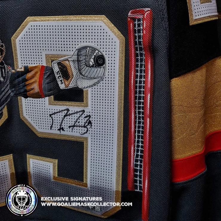 Demo: MARC-ANDRE FLEURY SIGNED JERSEY ART EDITION "THE FLYING SAVE" HAND-PAINTED LAS VEGAS AUTOGRAPHED FANATICS BLACK ADIDAS AUTHENTIC LIMITED EDITION OF 4