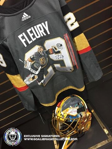 Demo: Marc-Andre Fleury Signed Jersey ART EDITION "The Flying Save" Hand-Painted Las Vegas Autographed Fanatics Black Adidas Authentic Limited Edition of 4