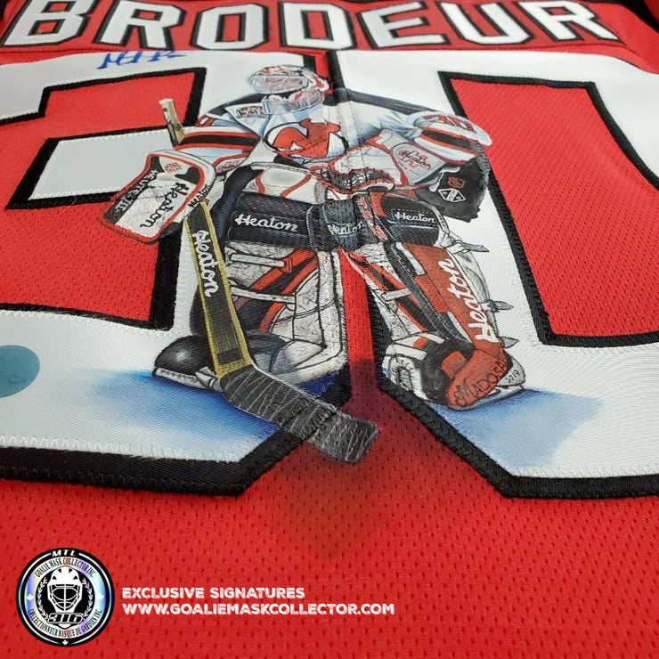 Demo: MARTIN BRODEUR ART EDITION SIGNED JERSEY NEW JERSEY DEVILS HAND-PAINTED 1995 STANLEY CUP PATCH