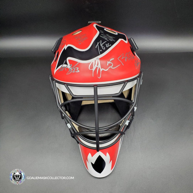 Martin Brodeur Team Signed Goalie Mask 2003 New Jersey Devils Stanley Cup Winning Team "RR REVERSE RETRO" AS Edition 17x Autographs Autographed AS-02589 - SOLD OUT