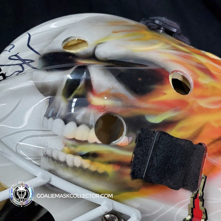 Miikka "Kipper" Kiprusoff Game Worn Goalie Mask 2009-10 Calgary Flames 30th Anniversary Painted by David Arrigo on Bauer Pro Shell Autographed - SOLD
