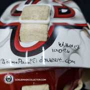 MIKAEL TELLQVIST & KRISTERS GUDLEVSKIS GOALIE MASK GAME USED WORN DINAMO RIGA TEAM LATVIA PAINTED BY DAVEART DAVID GUNNARSSON - SOLD
