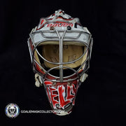 MIKAEL TELLQVIST & KRISTERS GUDLEVSKIS GOALIE MASK GAME USED WORN DINAMO RIGA TEAM LATVIA PAINTED BY DAVEART DAVID GUNNARSSON - SOLD
