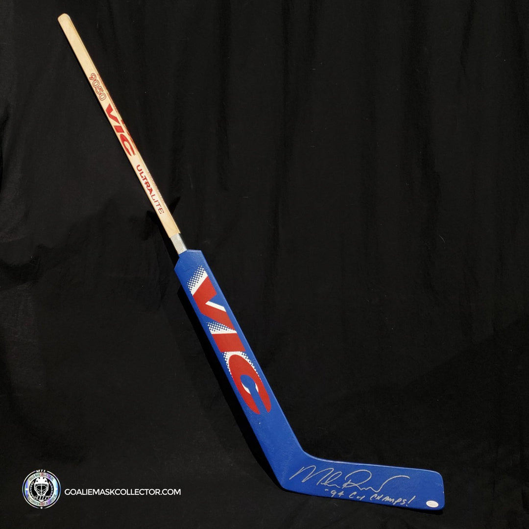 Mike Richter Signed VIC Stick "94 Cup Champs!" Inscription. Goalie Mask Collector.