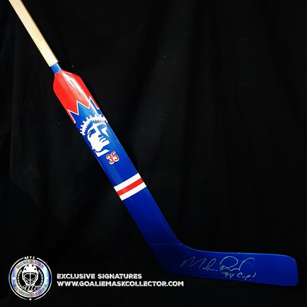 Mike Richter Signed Goalie Stick New York Special Artwork. Goalie Mask Collector.