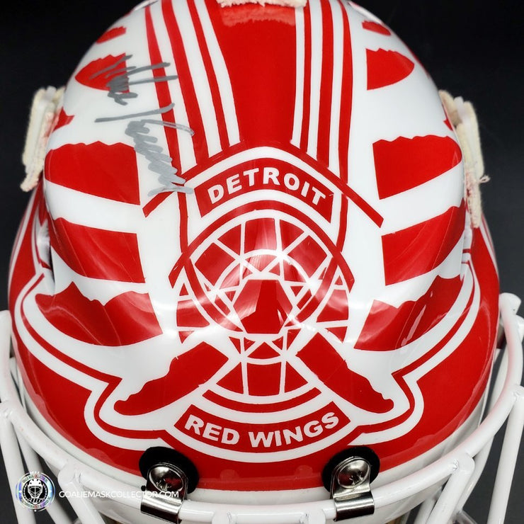 Mike Vernon Signed Goalie Mask Detroit V1 Red Signature Edition