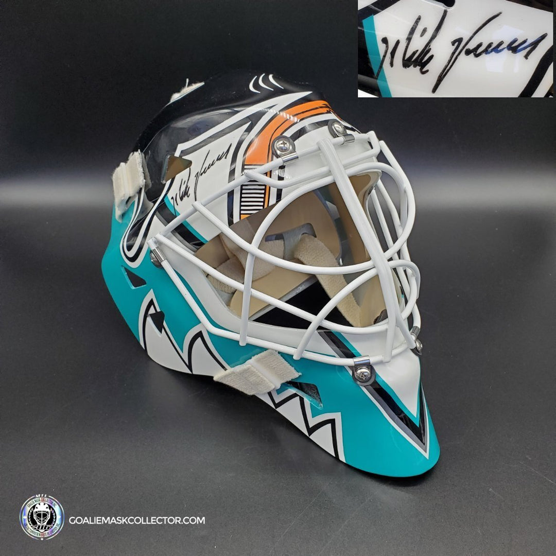 Mike Vernon Signed Goalie Mask San Jose V2 Teal Blue Signature Edition