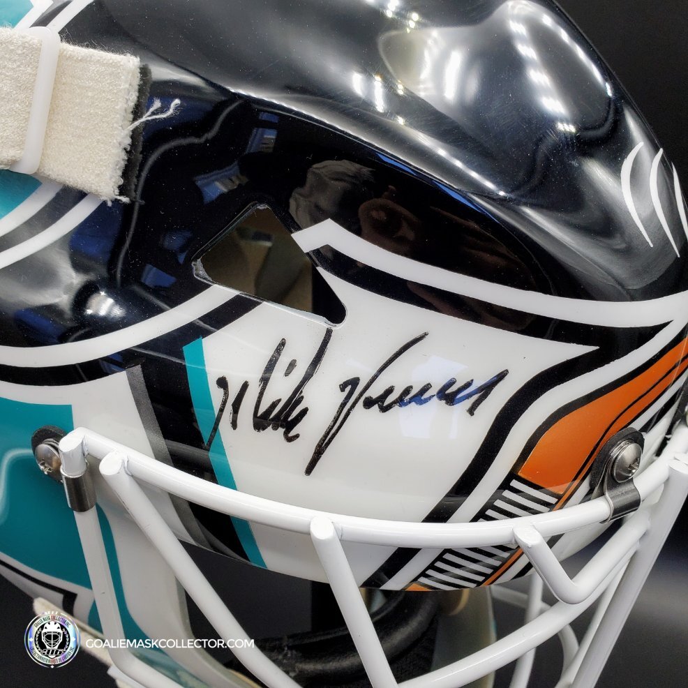 Mike Vernon Signed Goalie Mask San Jose V2 Teal Blue Signature