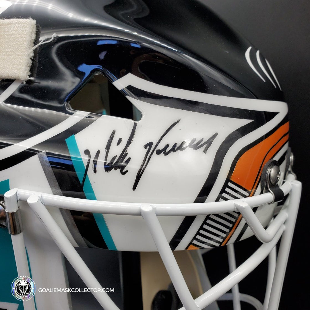 Mike Vernon Signed Goalie Mask San Jose V2 Teal Blue Signature