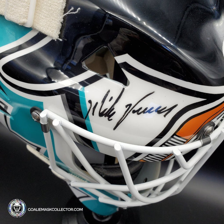 Mike Vernon Signed Goalie Mask San Jose V2 Teal Blue Signature Edition