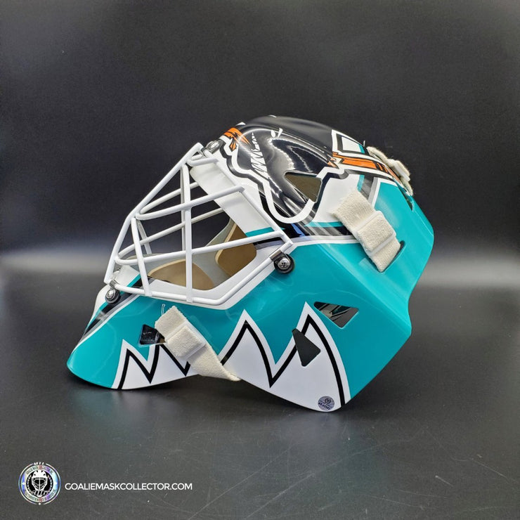 Mike Vernon Signed Goalie Mask San Jose V2 Teal Blue Signature Edition