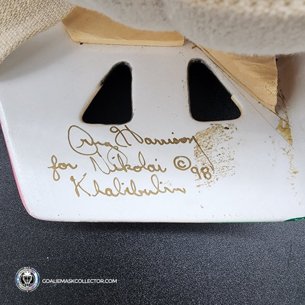 Nikolai Khabibulin Goalie Mask Game Worn 1998 Phoenix Coyotes Made and Painted by Greg Harrison