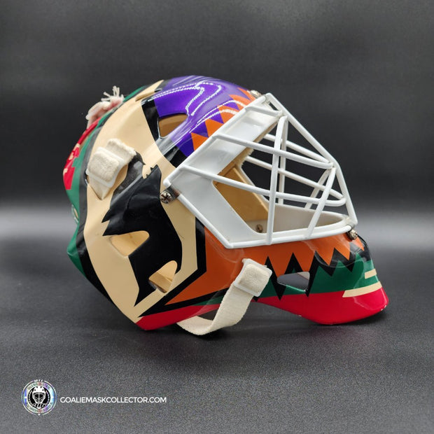 Nikolai Khabibulin Goalie Mask Game Worn 1998 Phoenix Coyotes Made and Painted by Greg Harrison
