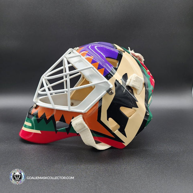 Nikolai Khabibulin Goalie Mask Game Worn 1998 Phoenix Coyotes Made and Painted by Greg Harrison