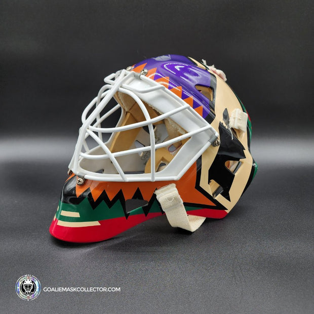 Nikolai Khabibulin Goalie Mask Game Worn 1998 Phoenix Coyotes Made and Painted by Greg Harrison