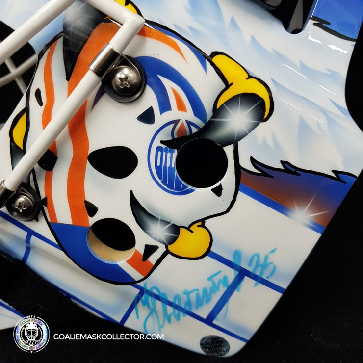 Nikolai Khabibulin Signed Goalie Mask Edmonton Grant Fuhr Tribute Signature Edition Autographed + White Grill