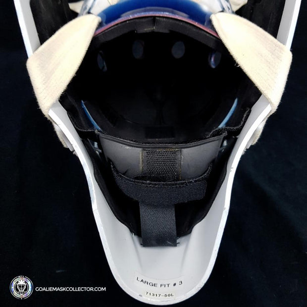 Ondrej Pavelec Practice Worn Game Issued Goalie Mask Winnipeg Jets 2013 Painted by David Gunnarsson DaveArt "The Bomb Attack" on CCM Lefebvre