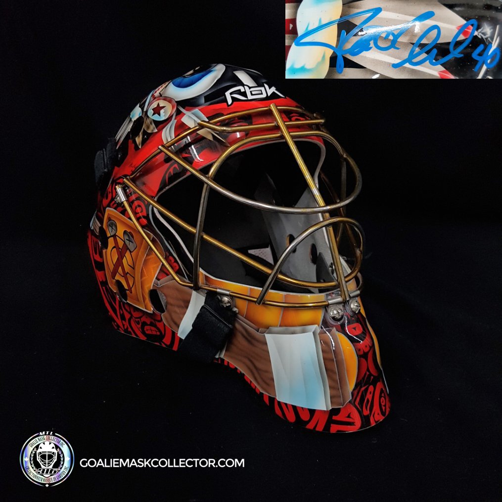 Patrick Lalime Signed Goalie Mask Chicago Signature Edition Tribute. Goalie Mask Collector.