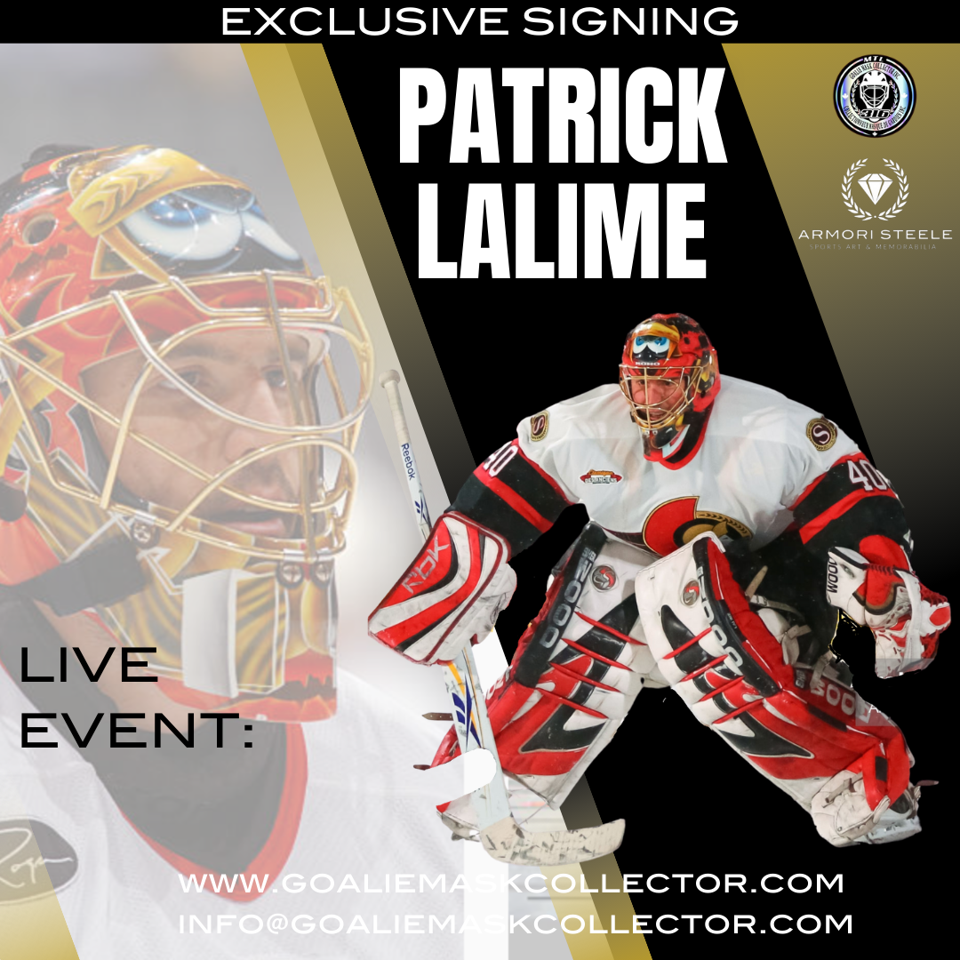 Autograph signing image: Patrick Lalime. Goalie Mask Collector.