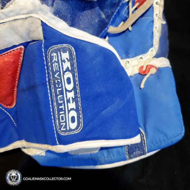 Patrick Roy Game Worn Goalie Pads KOHO REVOLUTION Full Set 1993-94 Montreal Canadiens Glove Blocker and Pads Photomatched AS-02646 (gloves) + AS-02467 (pads)