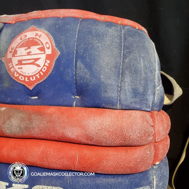 Patrick Roy Game Worn Goalie Pads KOHO REVOLUTION Full Set 1993-94 Montreal Canadiens Glove Blocker and Pads Photomatched AS-02646 (gloves) + AS-02467 (pads)