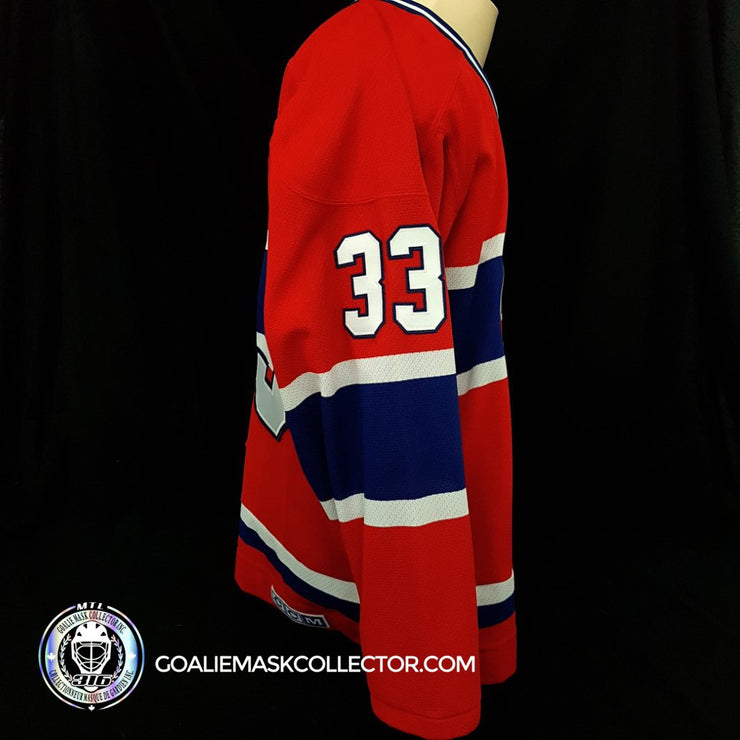 Patrick Roy Signed Canadiens 36x44 Custom Framed Jersey Display (JSA COA)